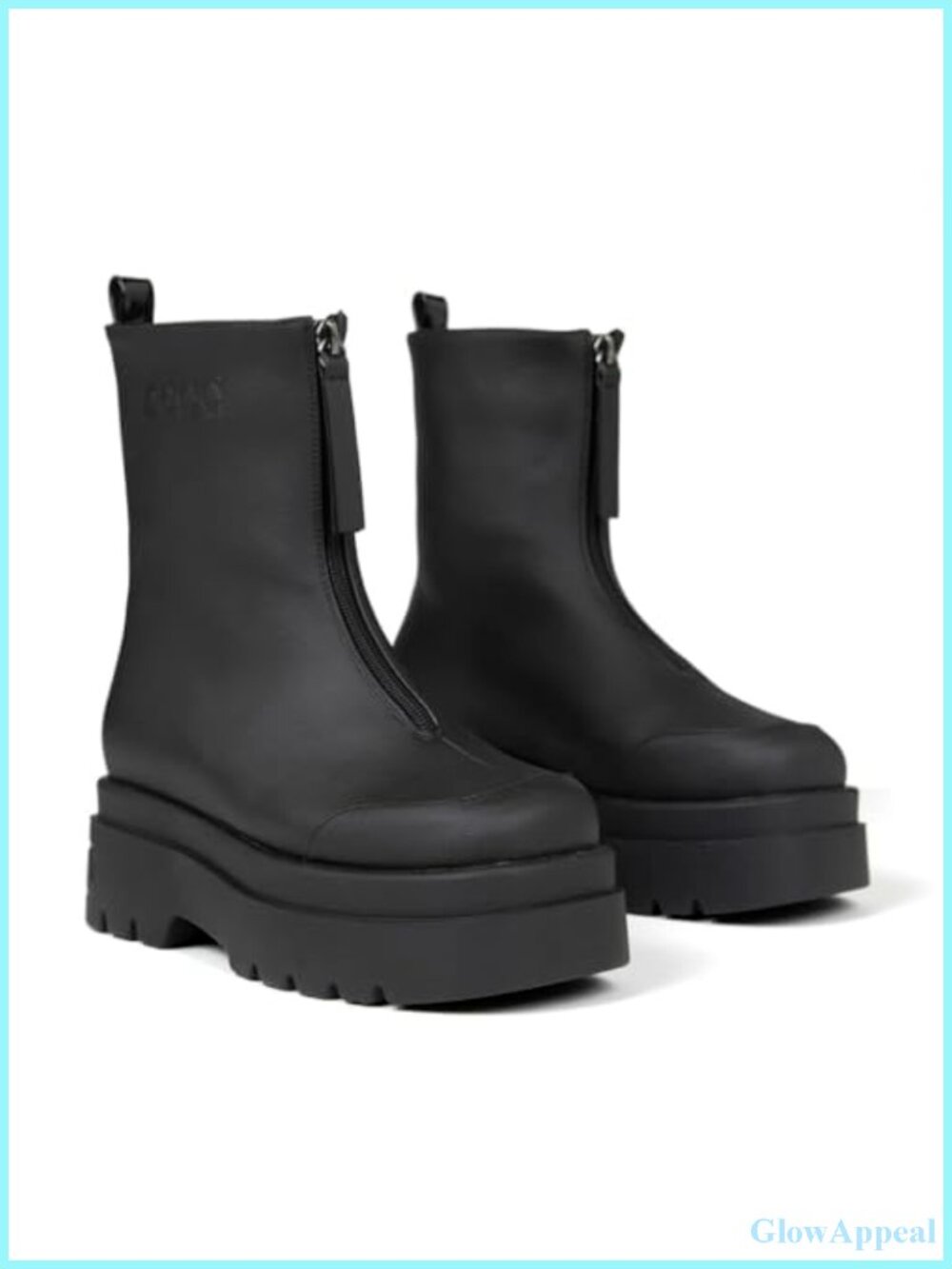 Women's Vegan Grape Leather Mid-Calf Combat Boots Chunky Platform Front Zipper